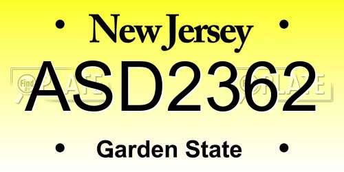 ASD2362 New Jersey License Plate