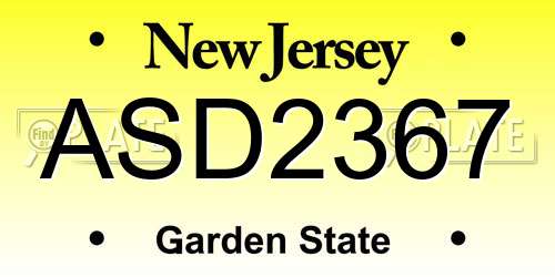 ASD2367 New Jersey License Plate