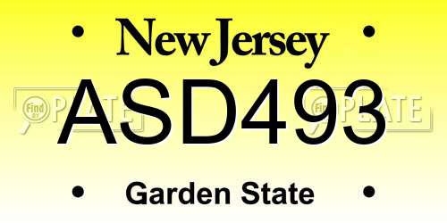 ASD493 New Jersey License Plate