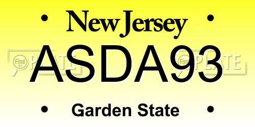 ASDA93 New Jersey License Plate