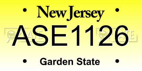 ASE1126 New Jersey License Plate
