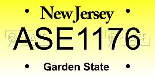 ASE1176 New Jersey License Plate