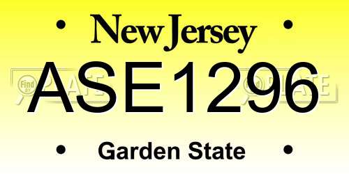 ASE1296 New Jersey License Plate