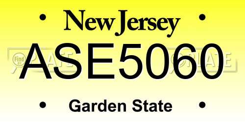 ASE5060 New Jersey License Plate