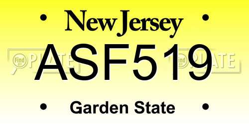 ASF519 New Jersey License Plate