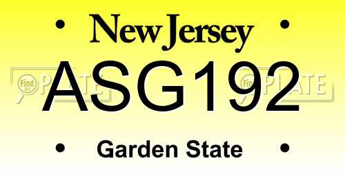 ASG192 New Jersey License Plate