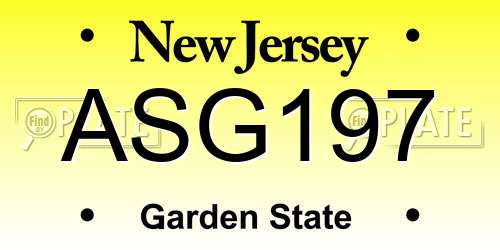 ASG197 New Jersey License Plate