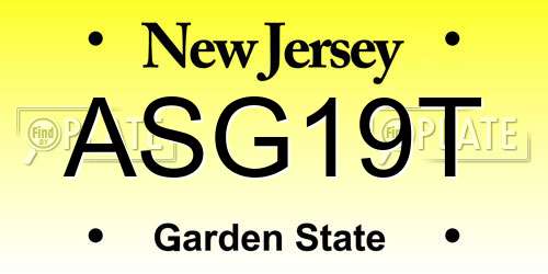 ASG19T New Jersey License Plate