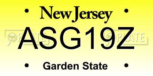 ASG19Z New Jersey License Plate