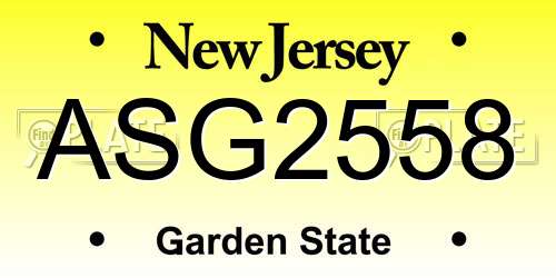 ASG2558 New Jersey License Plate