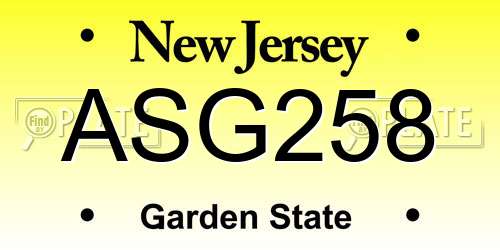 ASG258 New Jersey License Plate