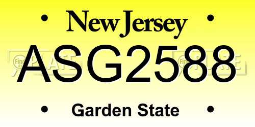 ASG2588 New Jersey License Plate