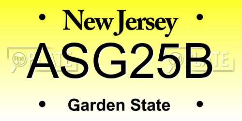 ASG25B New Jersey License Plate