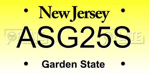 ASG25S New Jersey License Plate