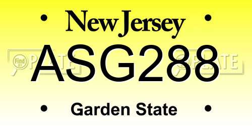 ASG288 New Jersey License Plate