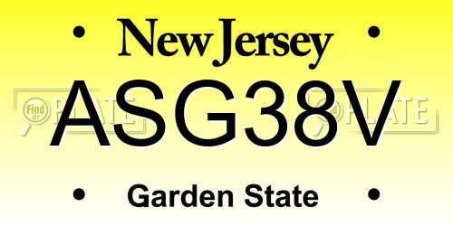 ASG38V New Jersey License Plate