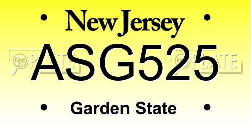 ASG525 New Jersey License Plate