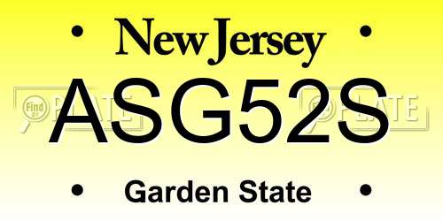 ASG52S New Jersey License Plate