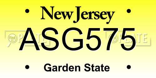 ASG575 New Jersey License Plate