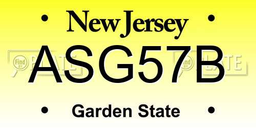 ASG57B New Jersey License Plate