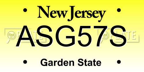 ASG57S New Jersey License Plate