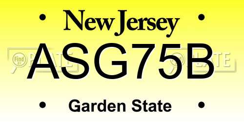 ASG75B New Jersey License Plate