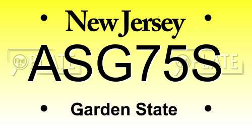 ASG75S New Jersey License Plate