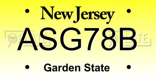 ASG78B New Jersey License Plate