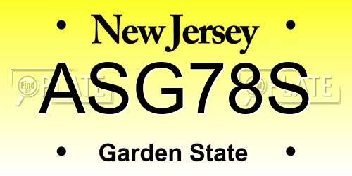 ASG78S New Jersey License Plate
