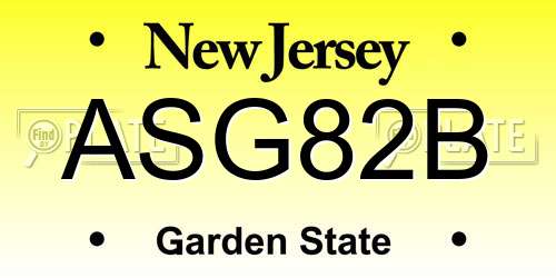 ASG82B New Jersey License Plate