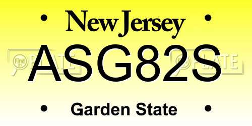 ASG82S New Jersey License Plate