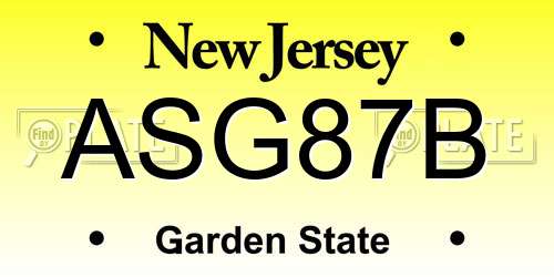 ASG87B New Jersey License Plate