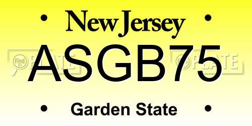 ASGB75 New Jersey License Plate