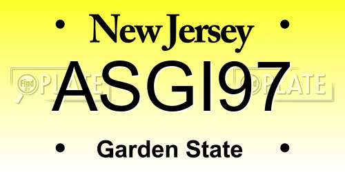 ASGI97 New Jersey License Plate