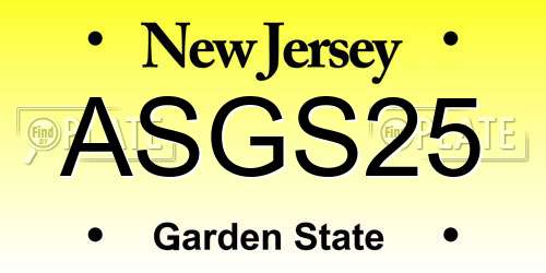 ASGS25 New Jersey License Plate