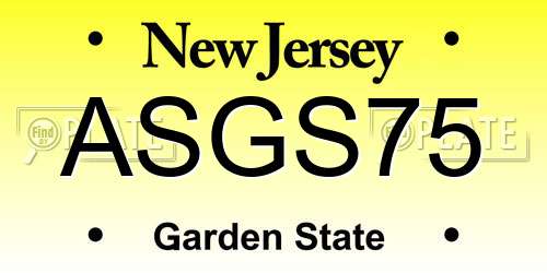 ASGS75 New Jersey License Plate