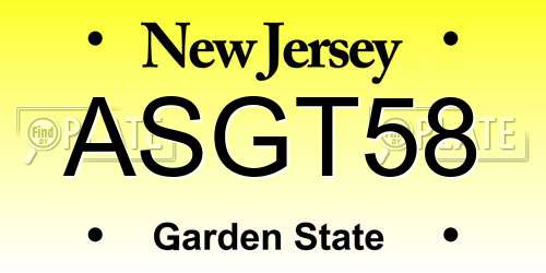 ASGT58 New Jersey License Plate