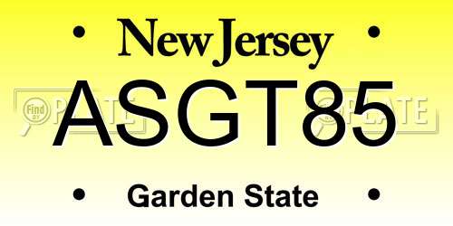 ASGT85 New Jersey License Plate