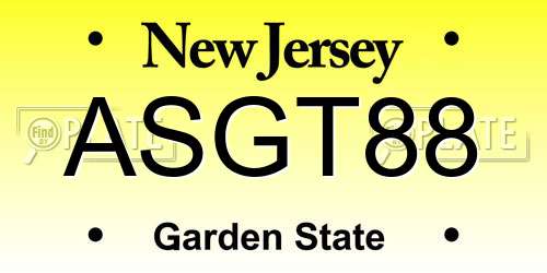 ASGT88 New Jersey License Plate