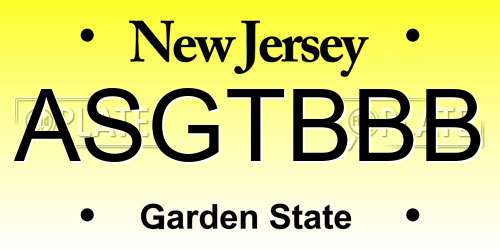 ASGTBBB New Jersey License Plate