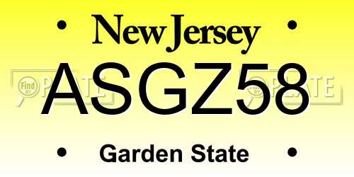 ASGZ58 New Jersey License Plate