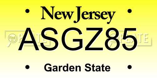 ASGZ85 New Jersey License Plate