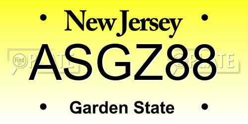 ASGZ88 New Jersey License Plate