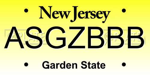 ASGZBBB New Jersey License Plate
