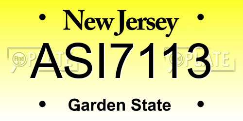 ASI7113 New Jersey License Plate