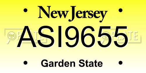 ASI9655 New Jersey License Plate