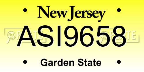 ASI9658 New Jersey License Plate