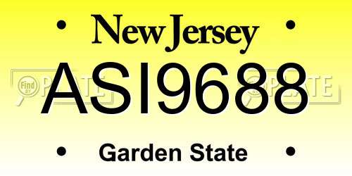 ASI9688 New Jersey License Plate