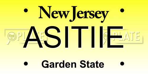 ASITIIE New Jersey License Plate