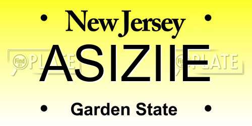 ASIZIIE New Jersey License Plate